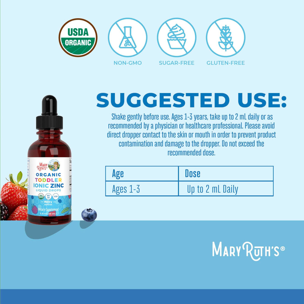MaryRuth Organics toddler liquid zinc sulfate supplement for children skin health