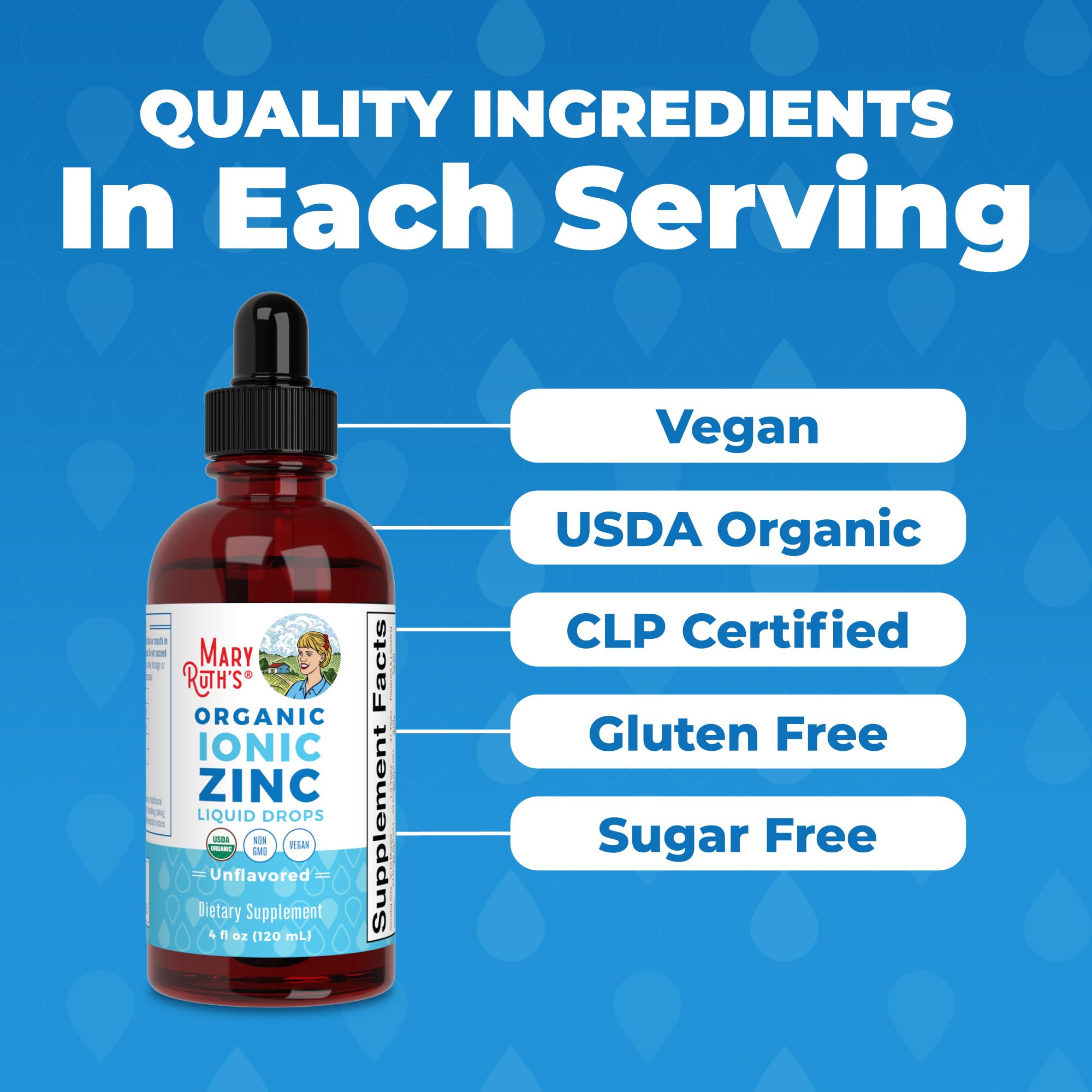 USDA Organic vegan liquid zinc drops for family immune health