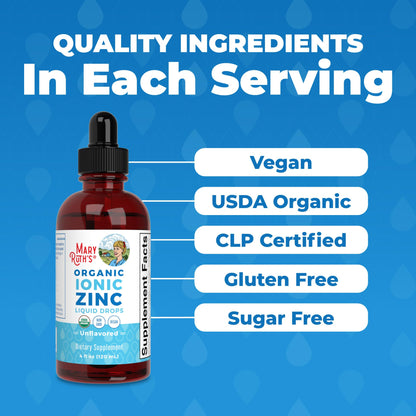 USDA Organic vegan liquid zinc drops for family immune health