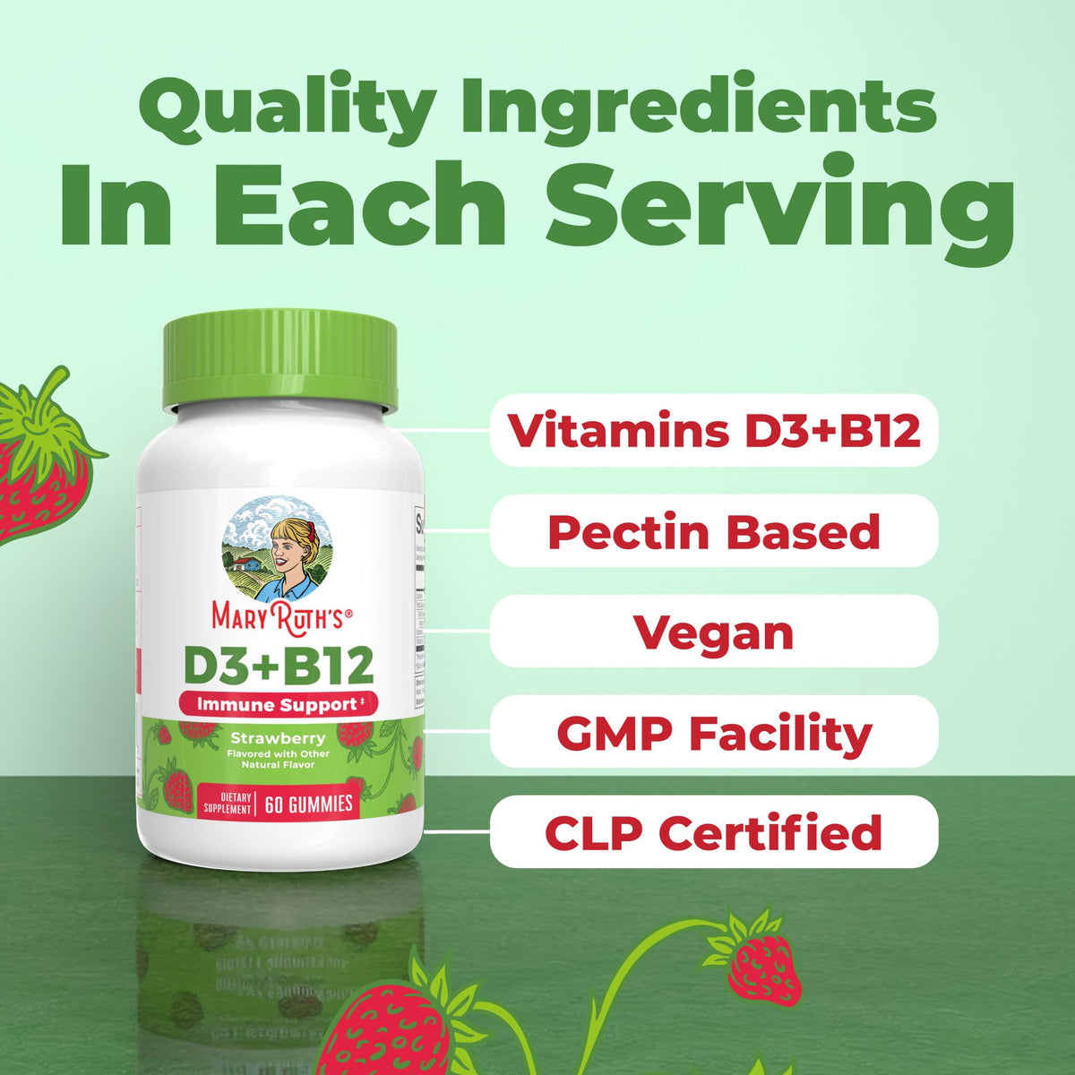 MaryRuth Organics gluten free gelatin free vegan supplement bottle showcasing lifestyle wellness packaging
