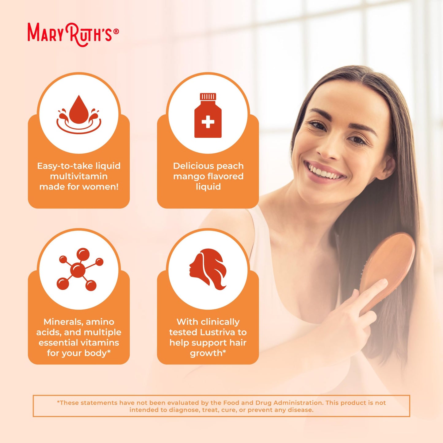 Authentic MaryRuth's hair growth liquid travel bottles for premium female skincare