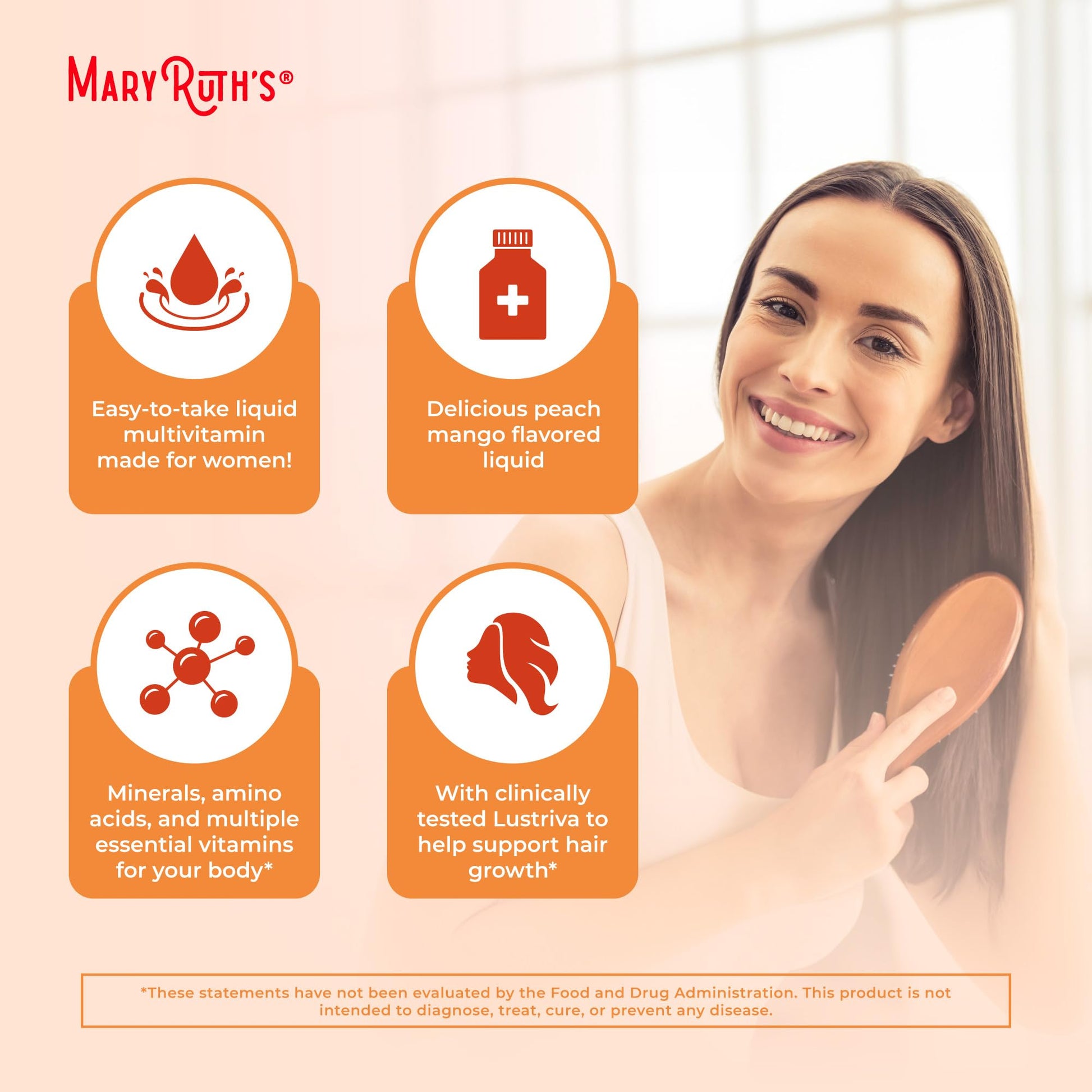 Authentic MaryRuth's hair growth liquid travel bottles for premium female skincare