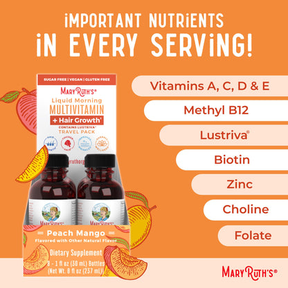 MaryRuth's liquid morning multivitamin single serve one fluid ounce bottle close up view