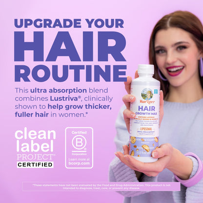 MaryRuth Organics liquid hair growth vitamins for women with Lustriva and Biotin 10000mcg
