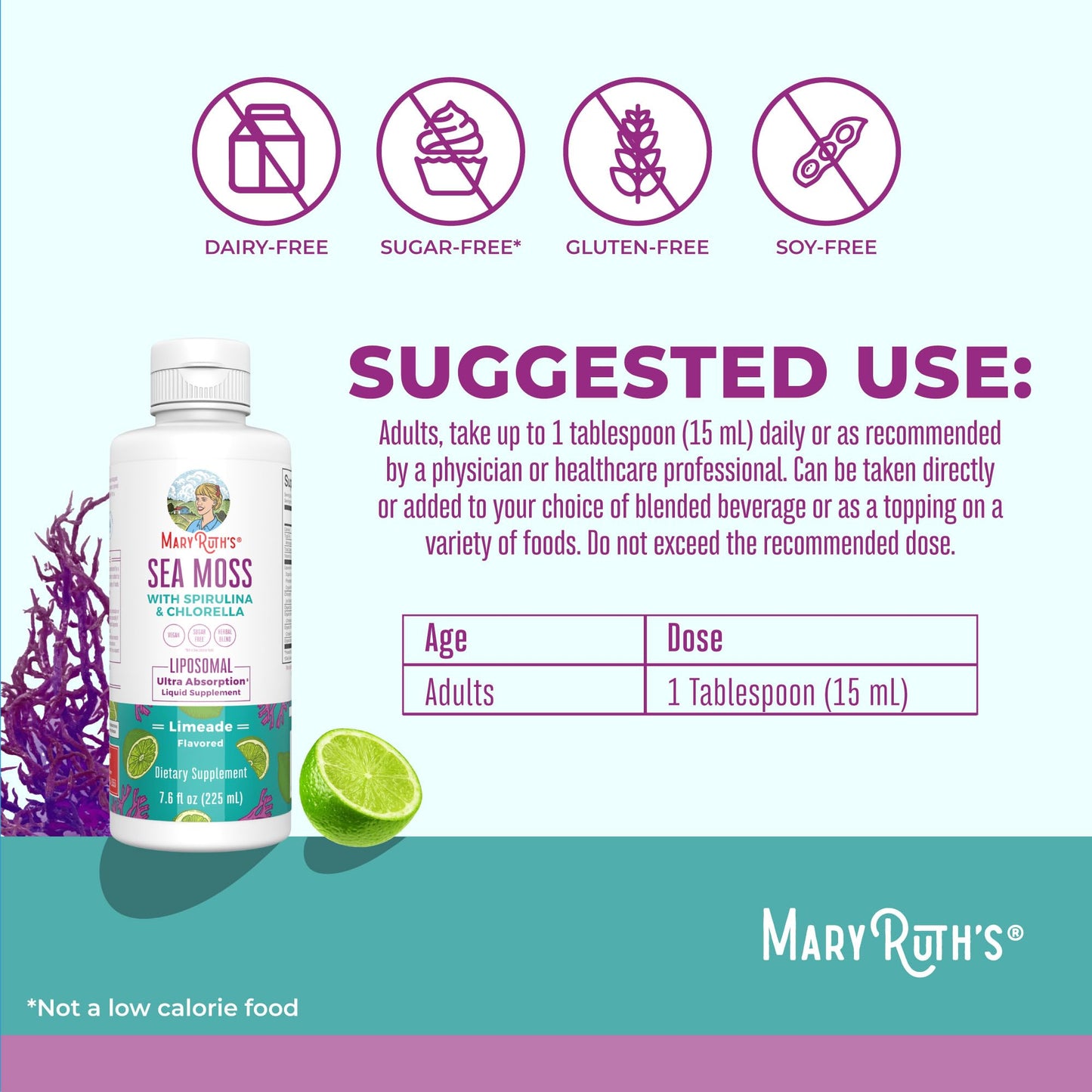 Nutritional label of MaryRuth Organics Sea Moss liquid