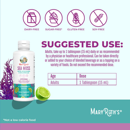 Nutritional label of MaryRuth Organics Sea Moss liquid