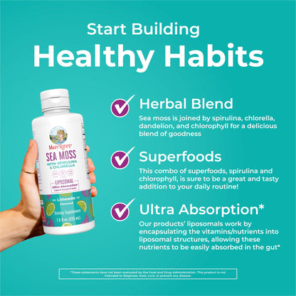 MaryRuth Organics Sea Moss Limeade flavor liquid bottle