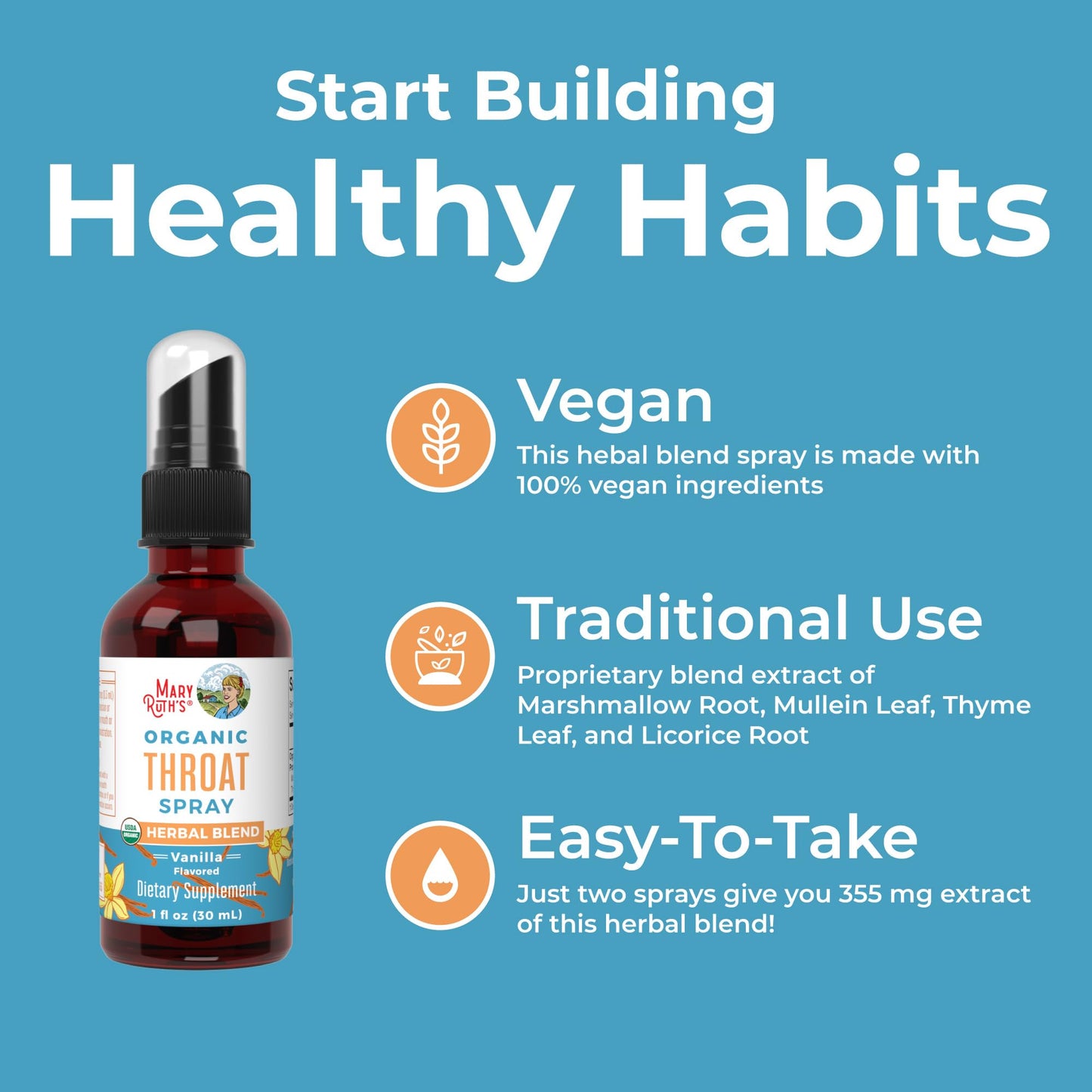 MaryRuth Organics throat spray lifestyle application shot