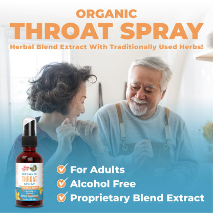 Back view of MaryRuth Organics Throat Spray showing herbal blend