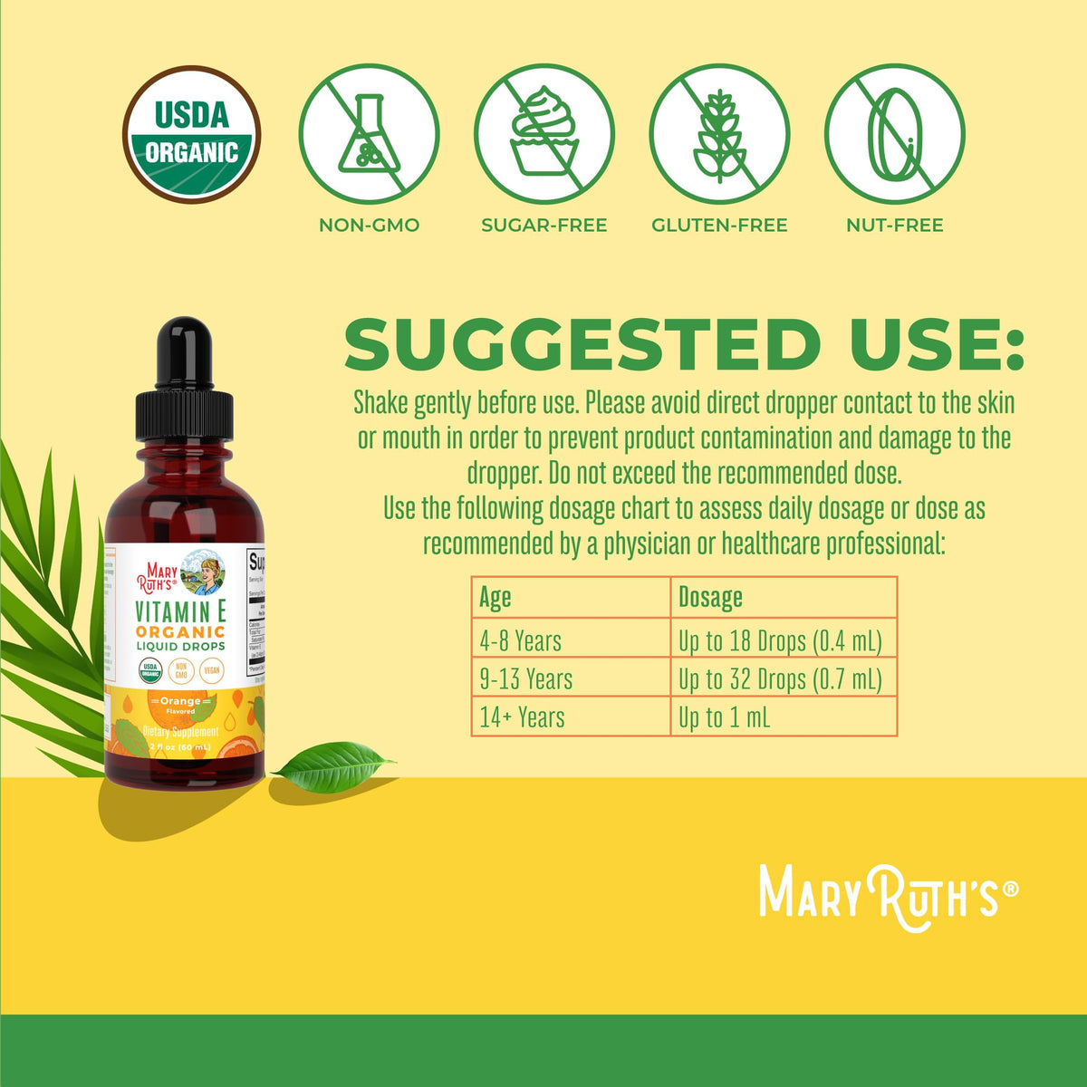 MaryRuth Organics Vitamin E Liquid Drops key ingredients highlight