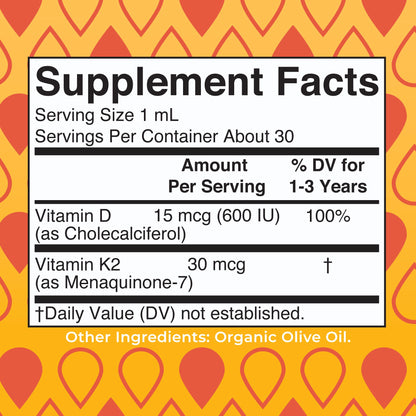 MaryRuth Organics infant bone supplement label showing ingredient facts