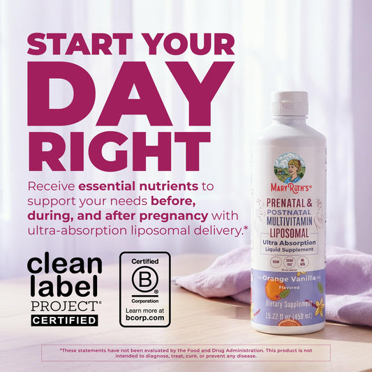 MaryRuth Organics Prenatal liquid supplement nutritional information label