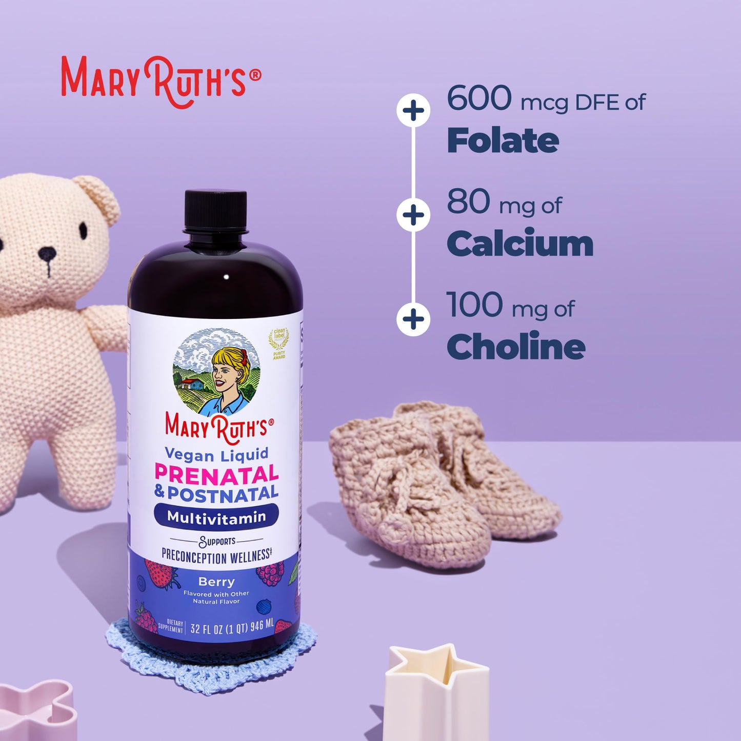 MaryRuth Organics postnatal vitamin bottle with dosage cap