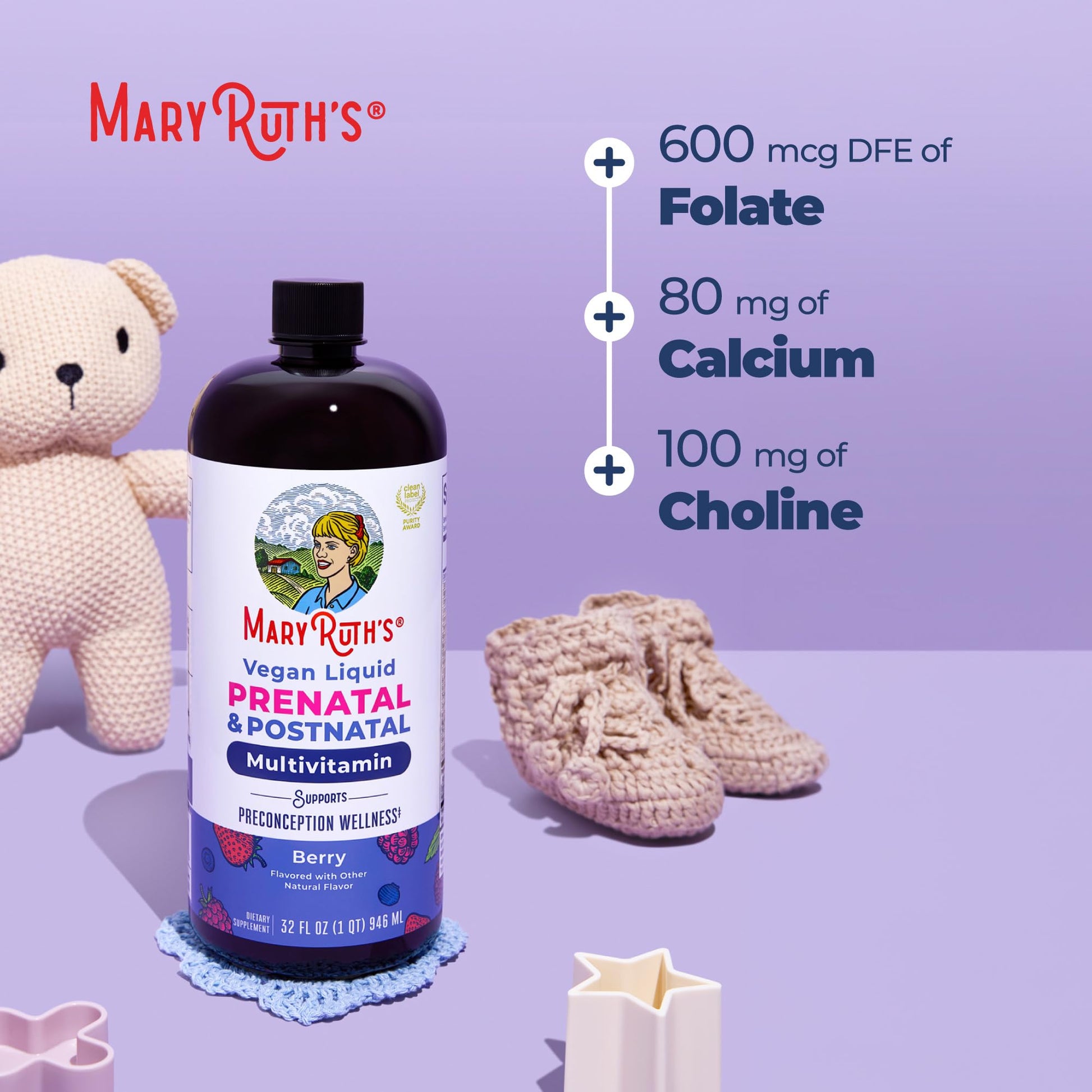 MaryRuth Organics postnatal vitamin bottle with dosage cap