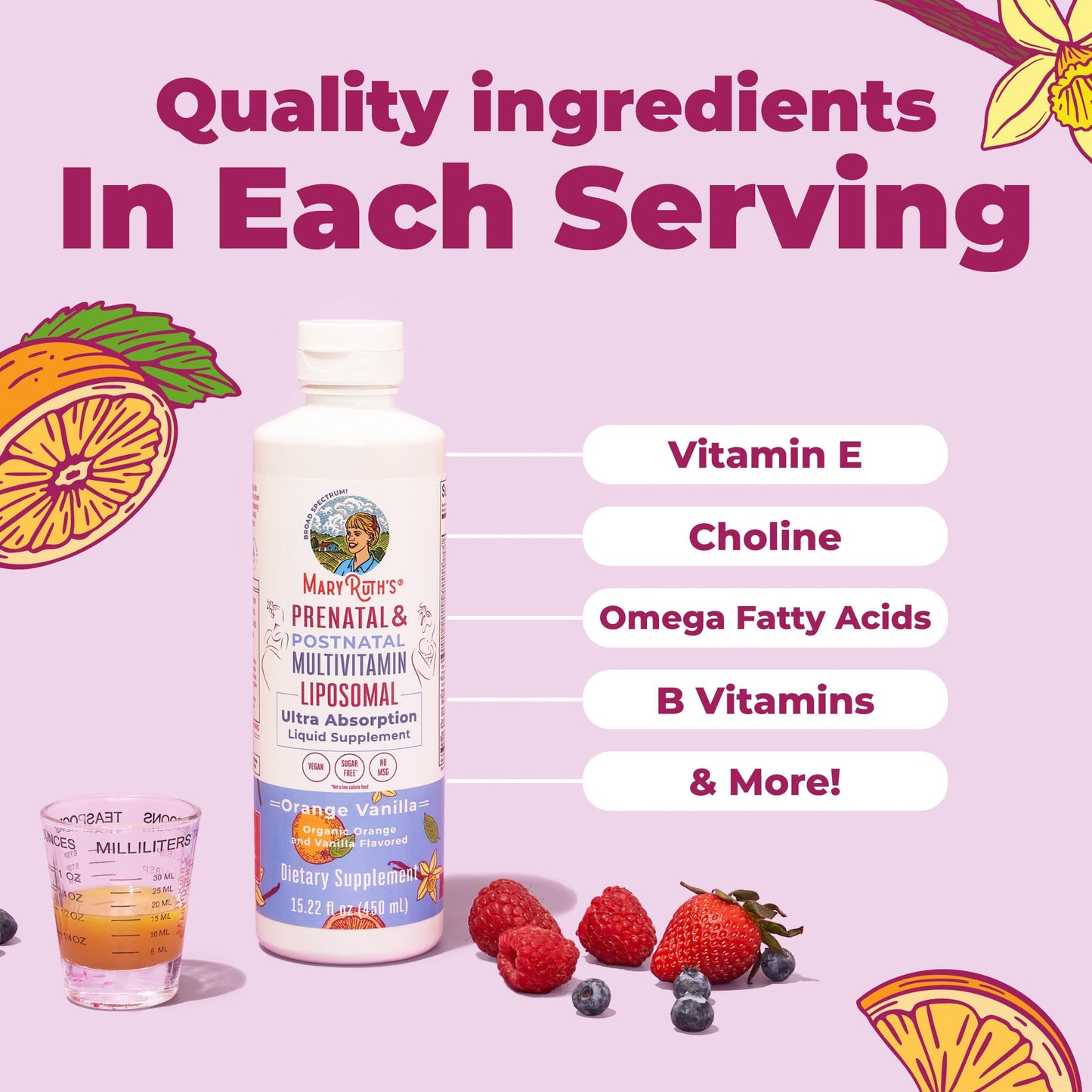 Close up of MaryRuth Organics prenatal multivitamin bottle cap and seal
