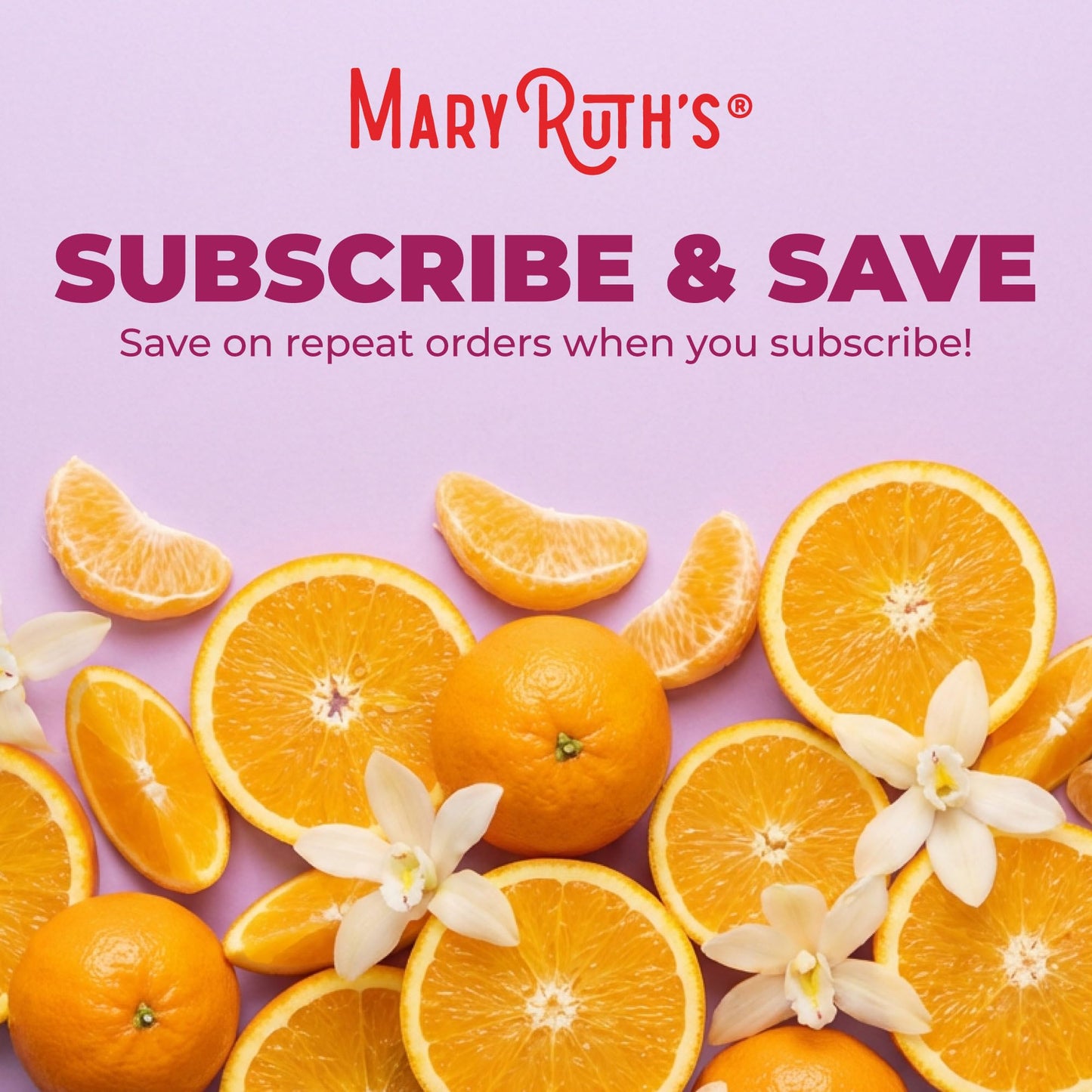 MaryRuth Organics vitamin bottle next to a measuring spoon