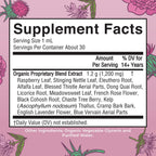USDA Organic certified menstrual support herbal supplement drops label details