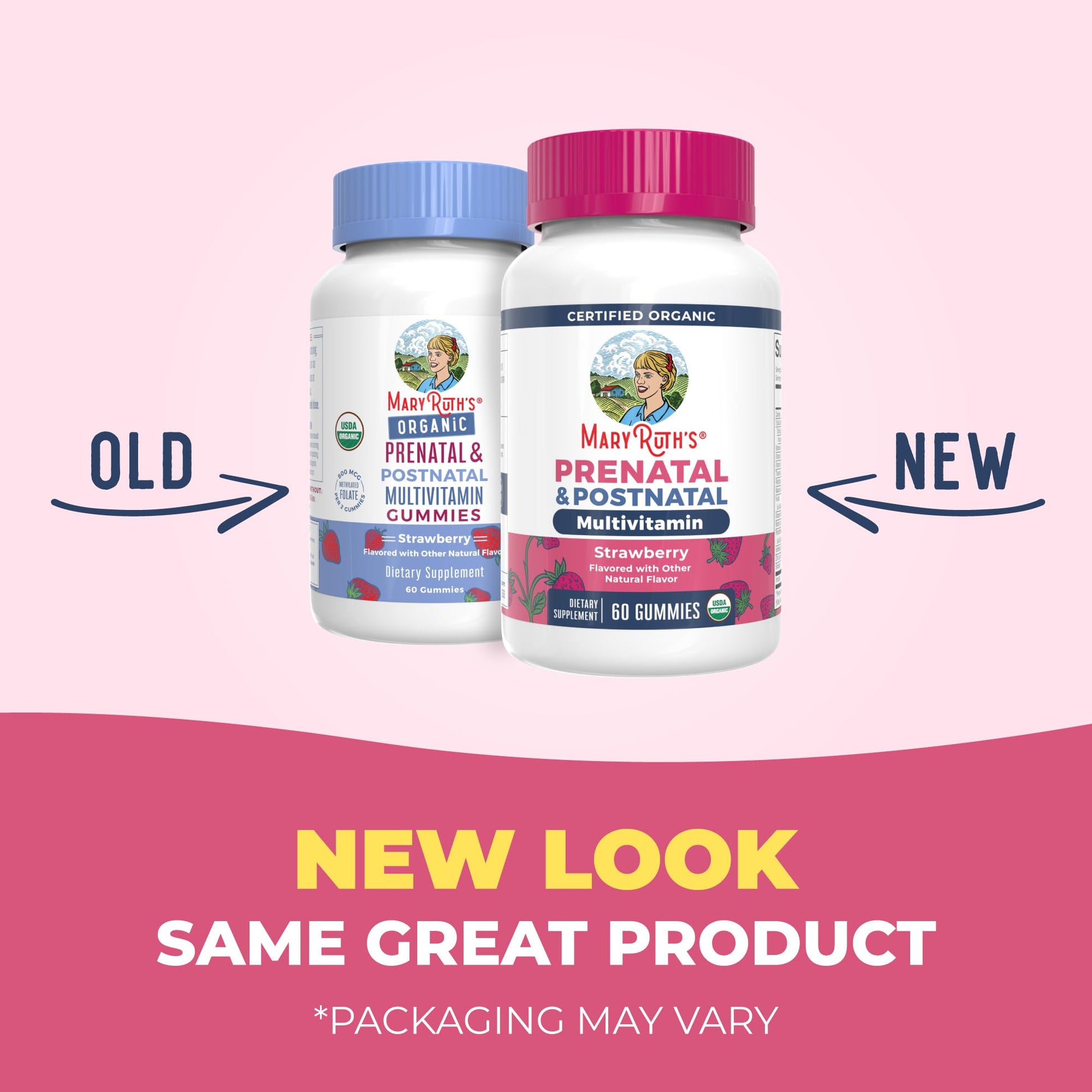 Group of MaryRuth Organics vegan prenatal gummies on a surface