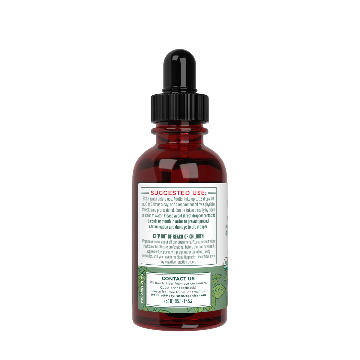 MaryRuth Organics nettle leaf detox drops lifestyle setup highlighting organic ingredients.