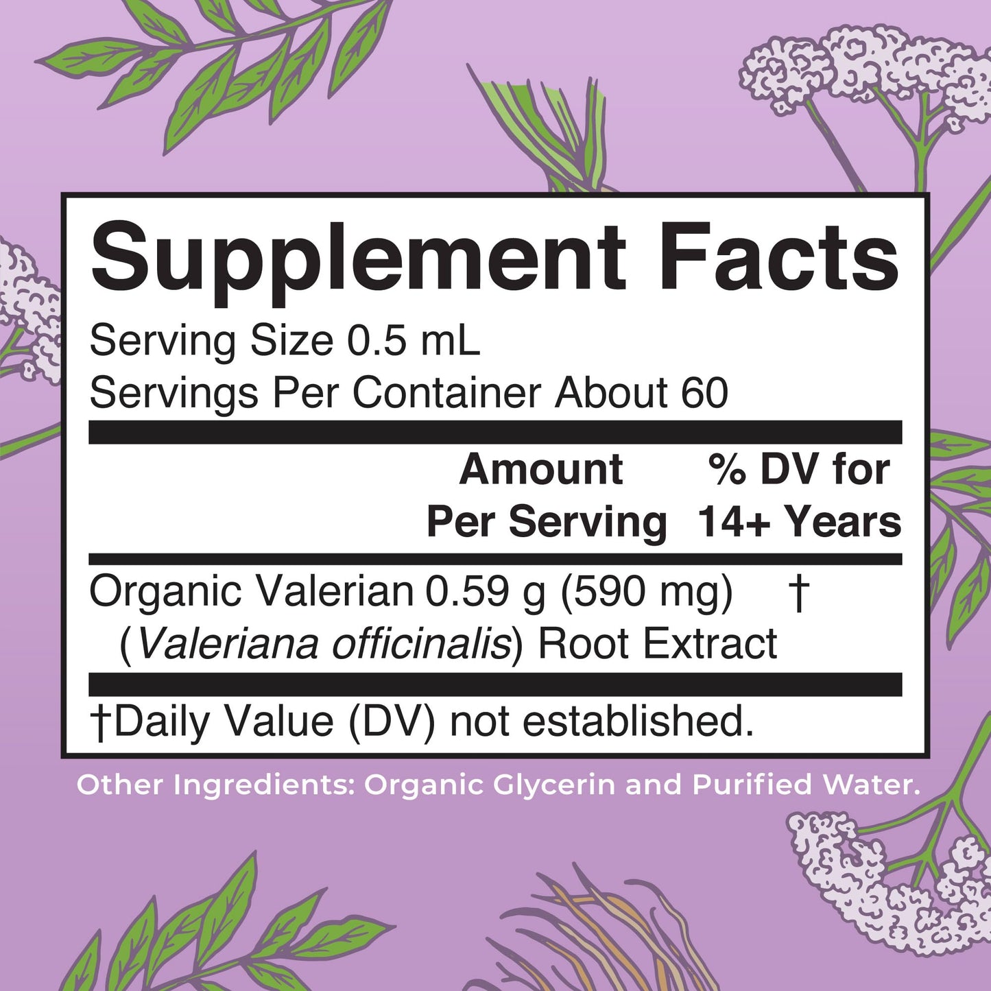 MaryRuth's Valerian Root 1 fluid ounce bottle showing USDA Organic and vegan certifications