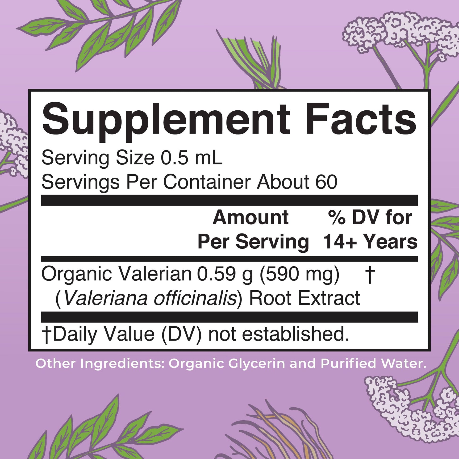 MaryRuth's Valerian Root 1 fluid ounce bottle showing USDA Organic and vegan certifications