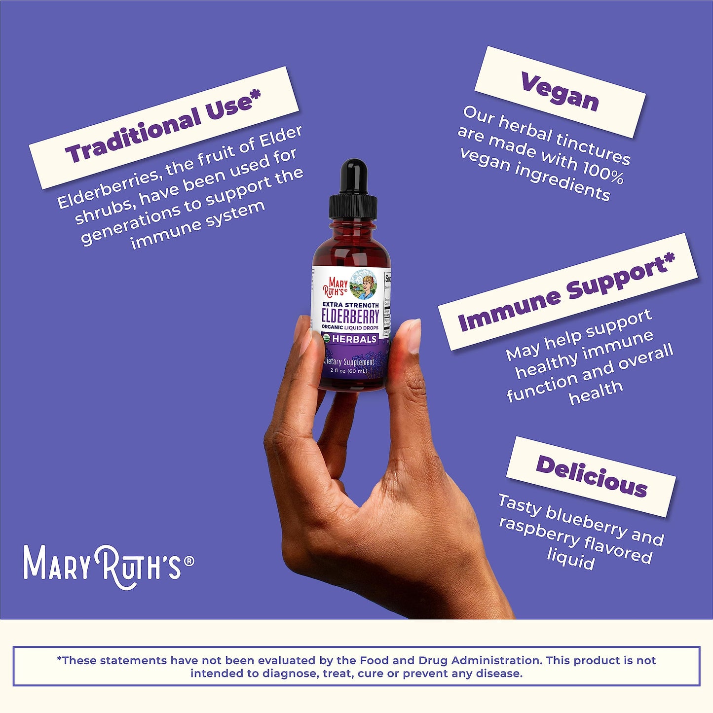 Clean Label Project Verified organic elderberry syrup liquid nutritional facts panel