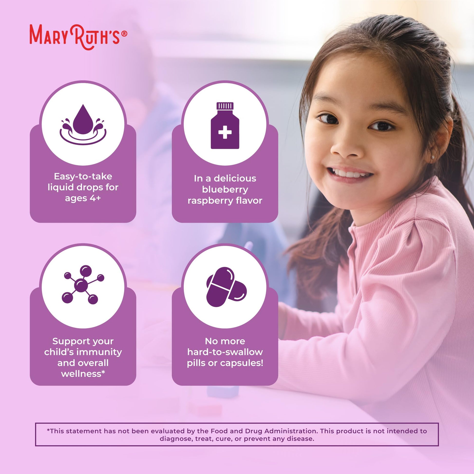 MaryRuth Organics berry flavored organic elderberry supplement imported from USA close view