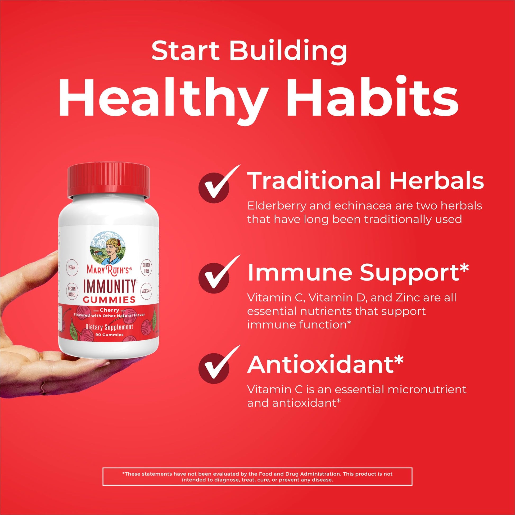 Top view of the secure child safety cap on the authentic imported USA MaryRuth Organics immunity defense gummies bottle.