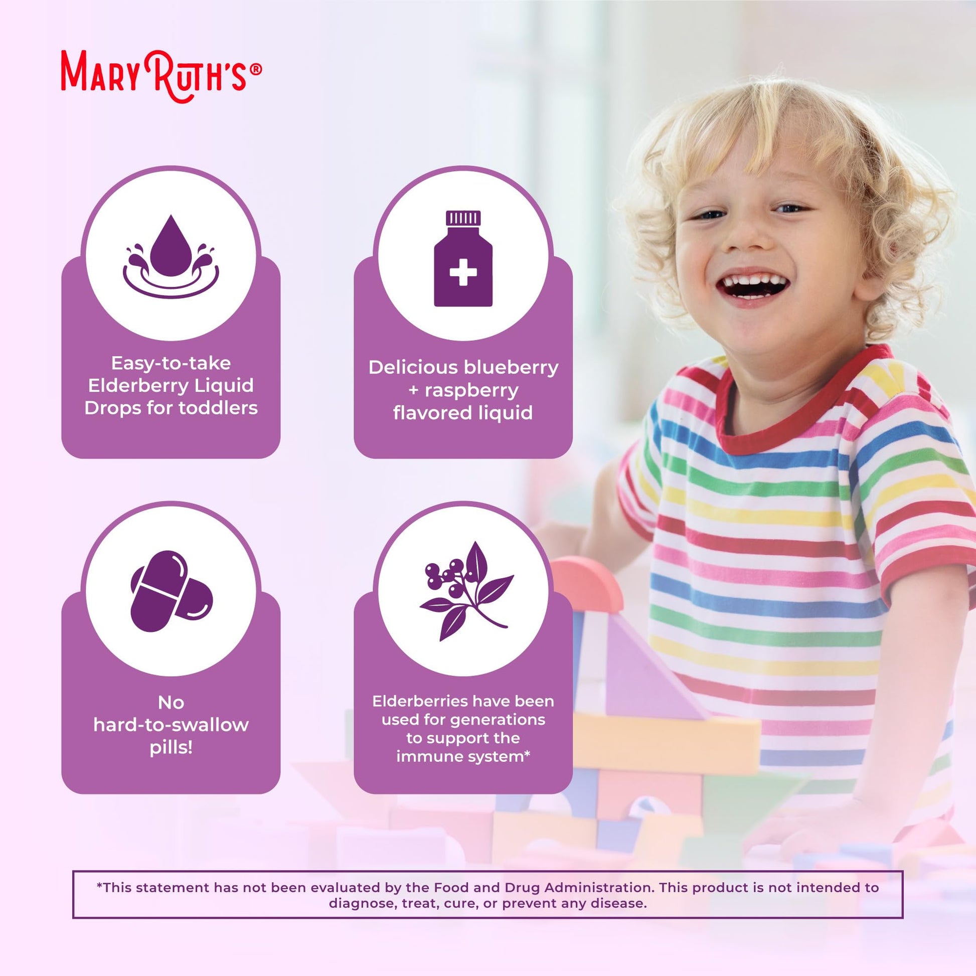 Authentic USA imported MaryRuth Organics toddler elderberry immune support supplement