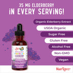 MaryRuth Organics baby elderberry drops 1 fluid ounce bottle packaging close up