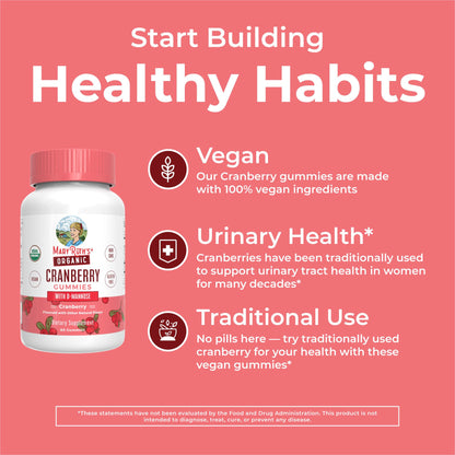 MaryRuth Organics Organic Cranberry Gummies packaging details