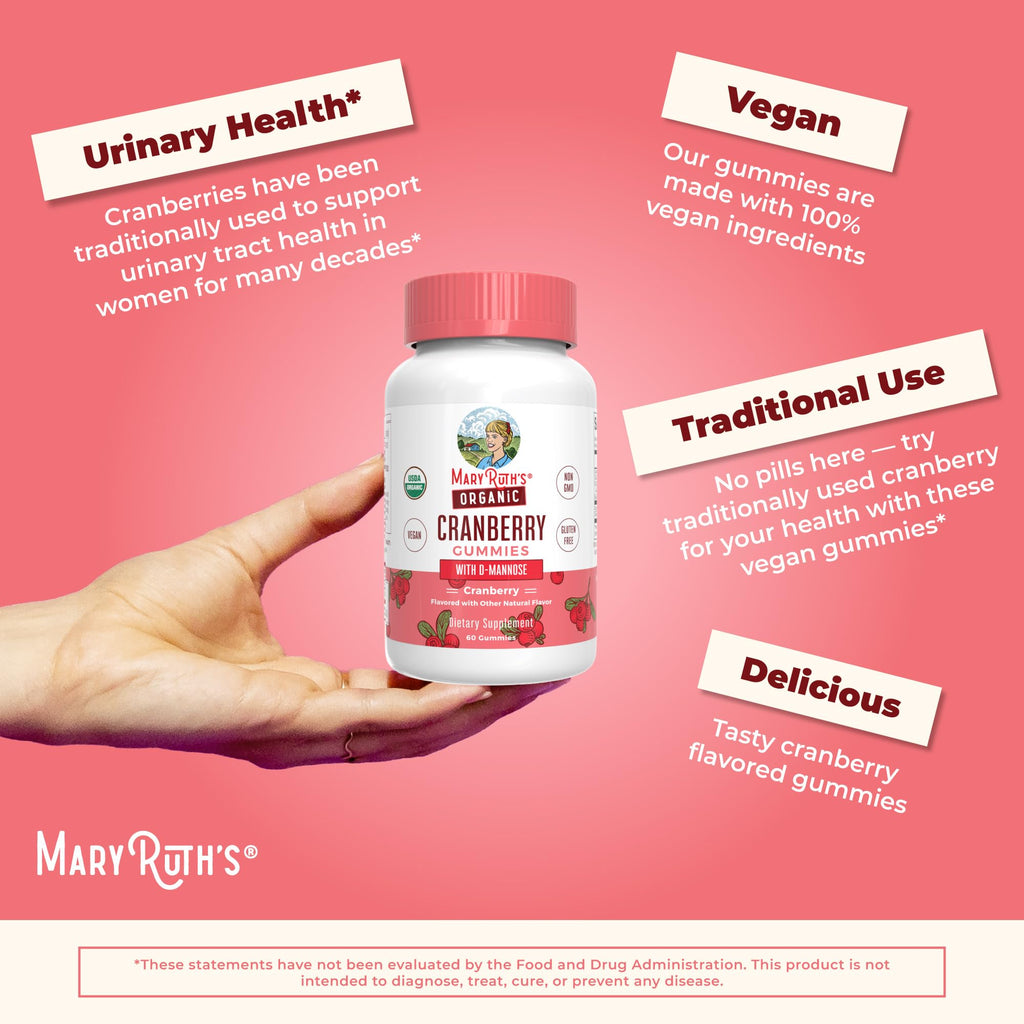 MaryRuth Organics Organic Cranberry Gummies bottom and batch details