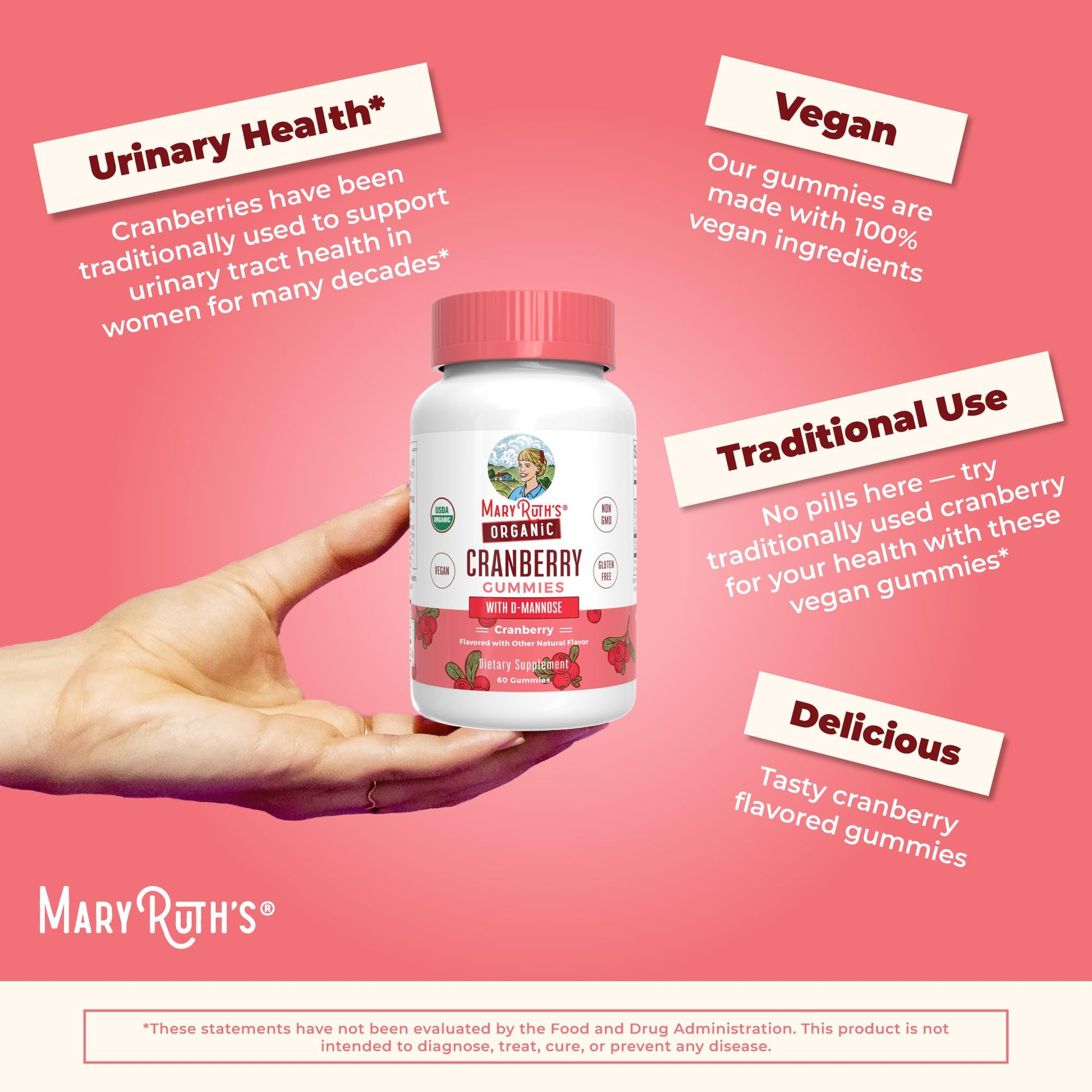 MaryRuth Organics Organic Cranberry Gummies bottom and batch details