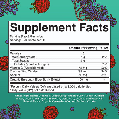 MaryRuth Organics children immunity chewables showing organic and vegan certifications logo