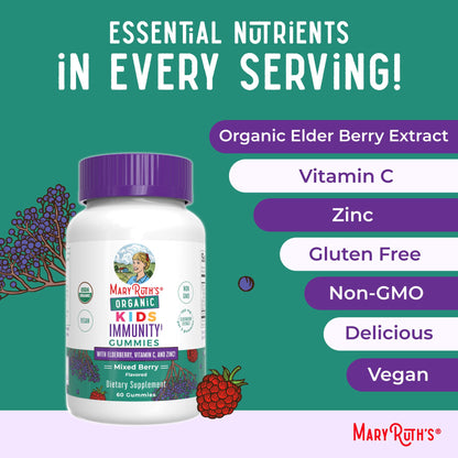 Back label displaying suggested use instructions for kids black elderberry chewables