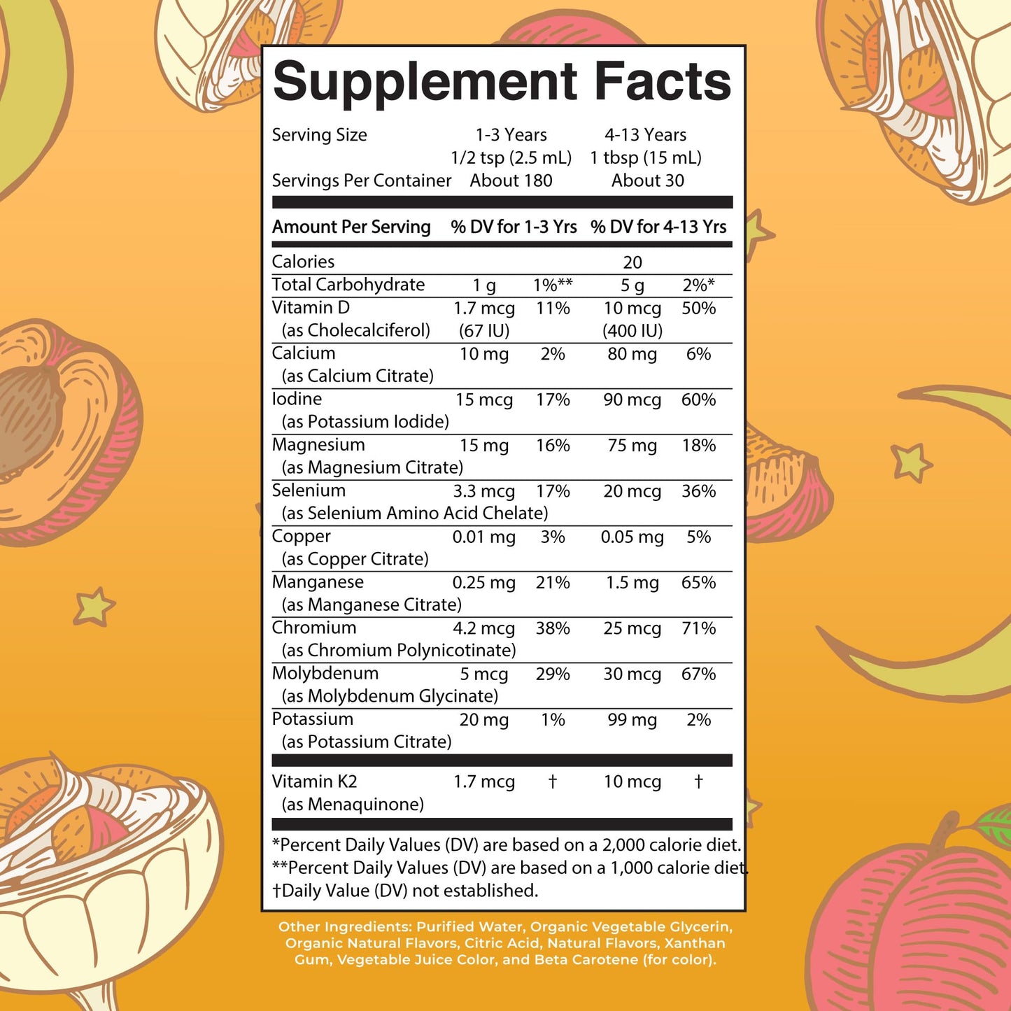 MaryRuth's children sleep magnesium supplement nutritional facts label