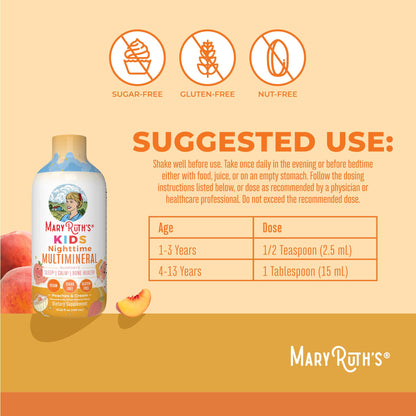 MaryRuth Organics kids nighttime multimineral peaches and cream liquid pour