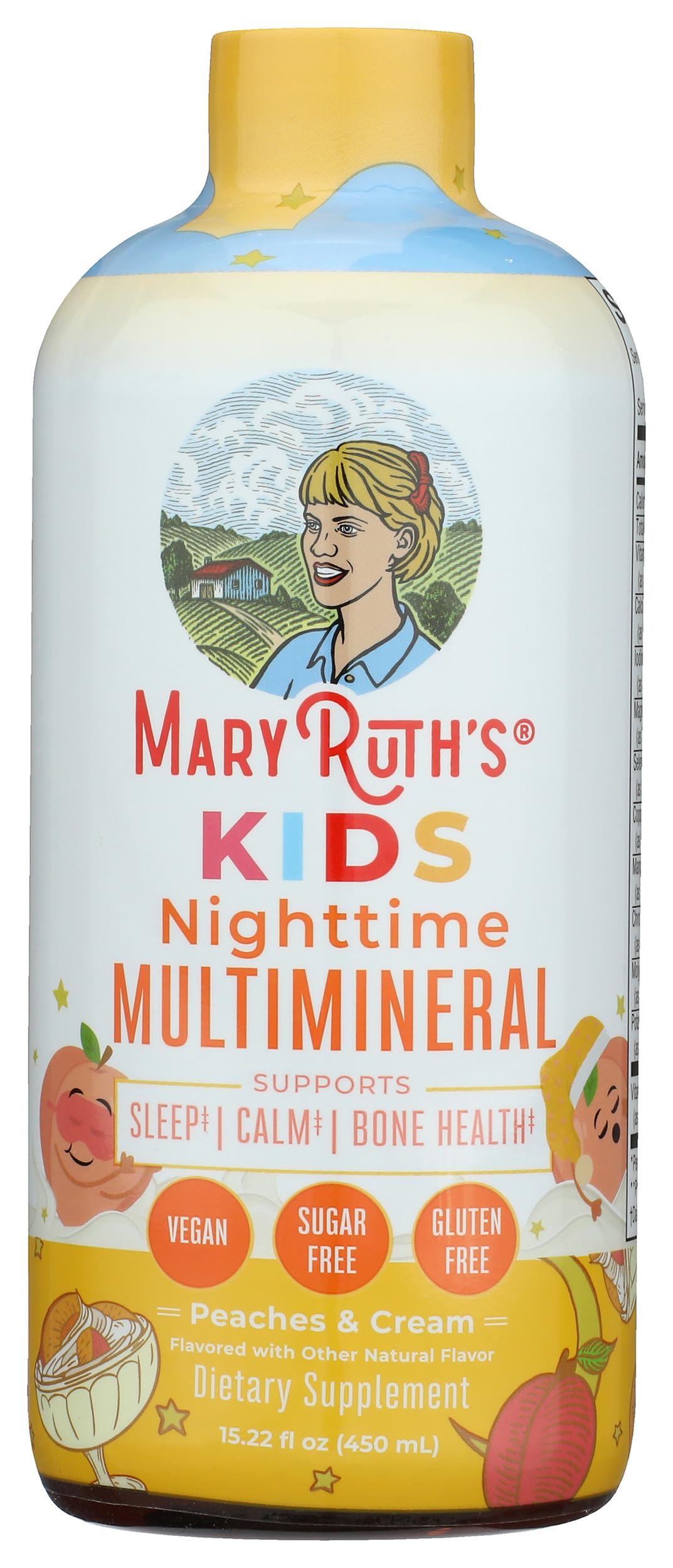 Authentic MaryRuth's kids vegan sugar free bedtime supplement details