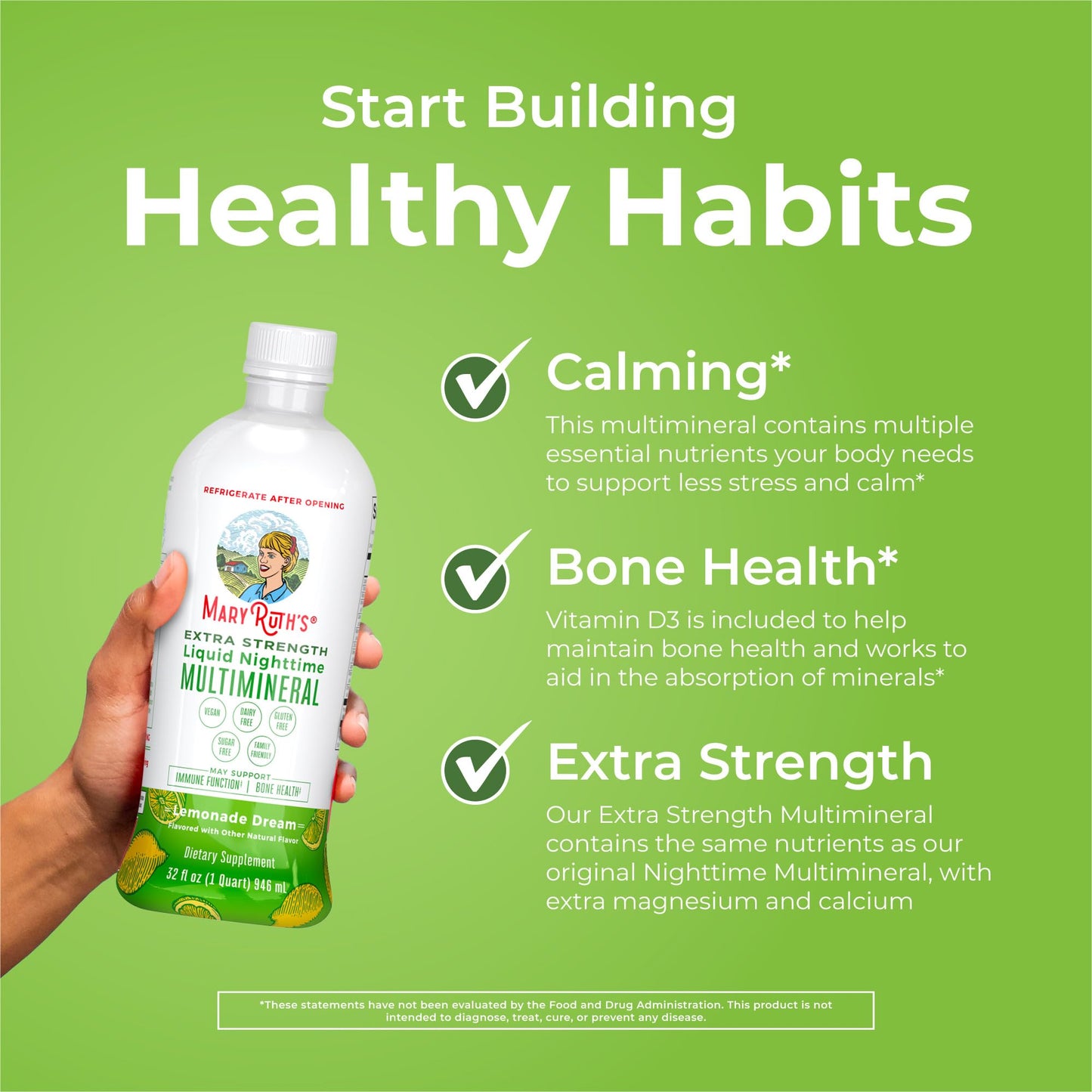 Pouring MaryRuth Organics Extra Strength Liquid Multimineral demonstrating the easy to swallow liquid texture.