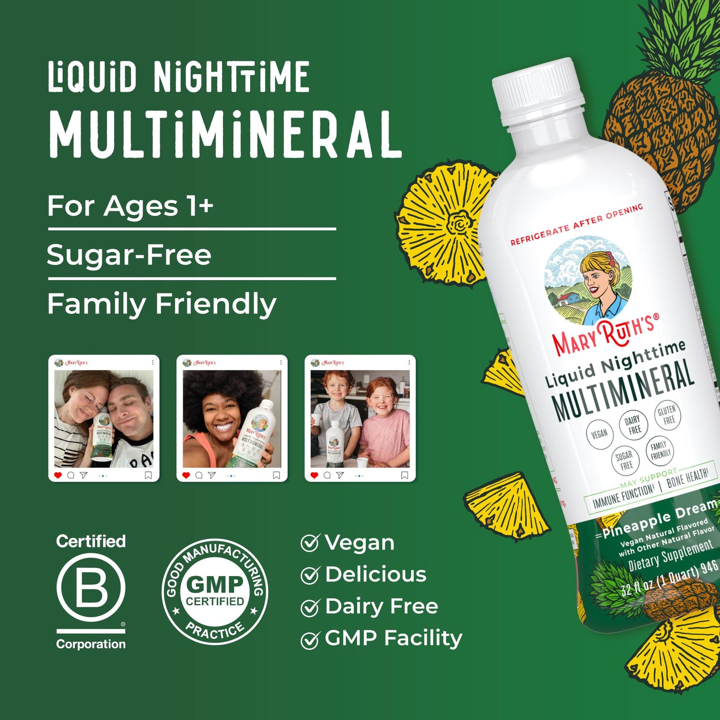 Premium MaryRuth Organics sleep support liquid multi mineral bottle base and tracking batch details