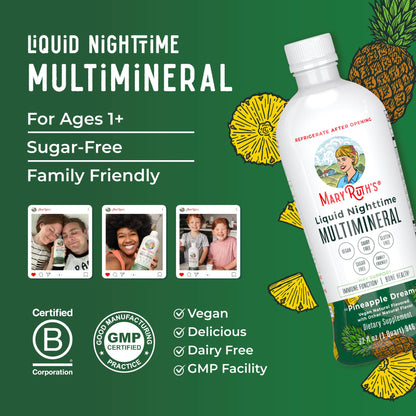 Premium MaryRuth Organics sleep support liquid multi mineral bottle base and tracking batch details
