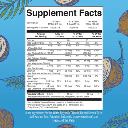 MaryRuth Organics Nighttime Multimineral Coconut Dream flavor ingredient nutrition label