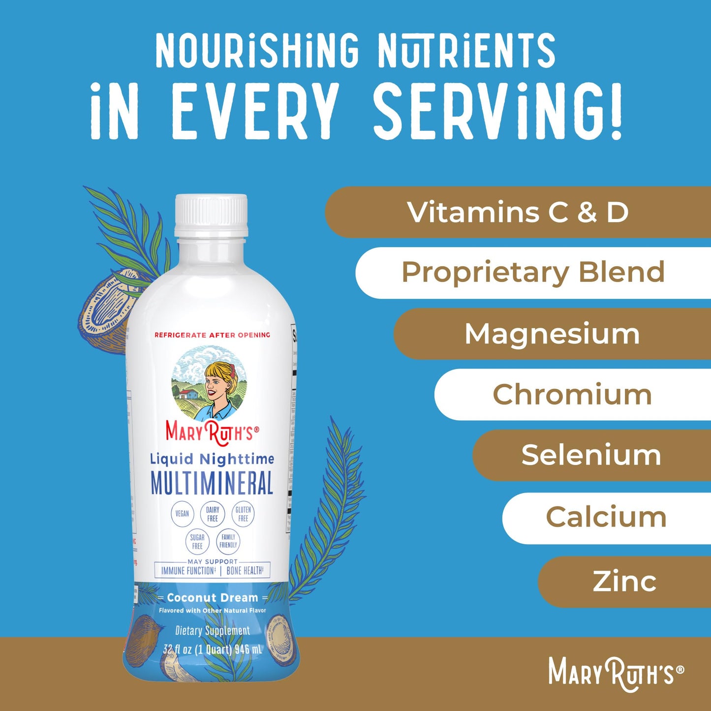 MaryRuth Organics magnesium and calcium liquid sleep formula for adults
