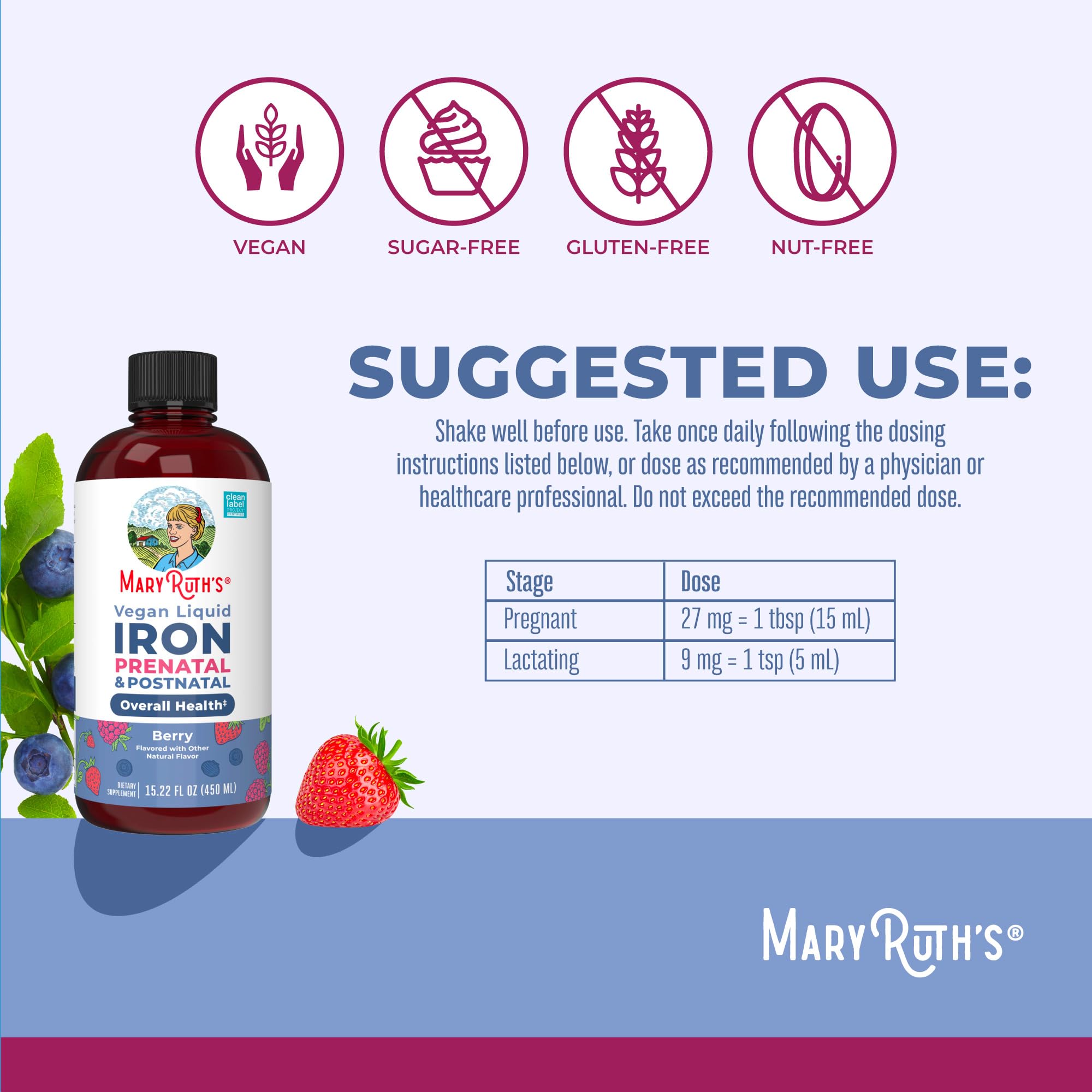 MaryRuth Organics Liquid Iron Supplement for pregnant and lactating women