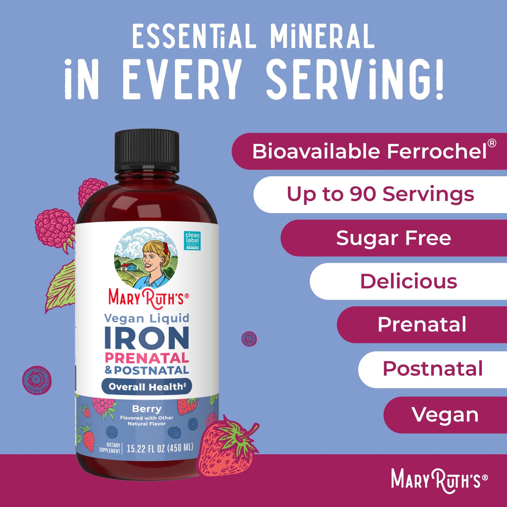 MaryRuth Organics liquid iron dosage instructions for pregnancy and lactation