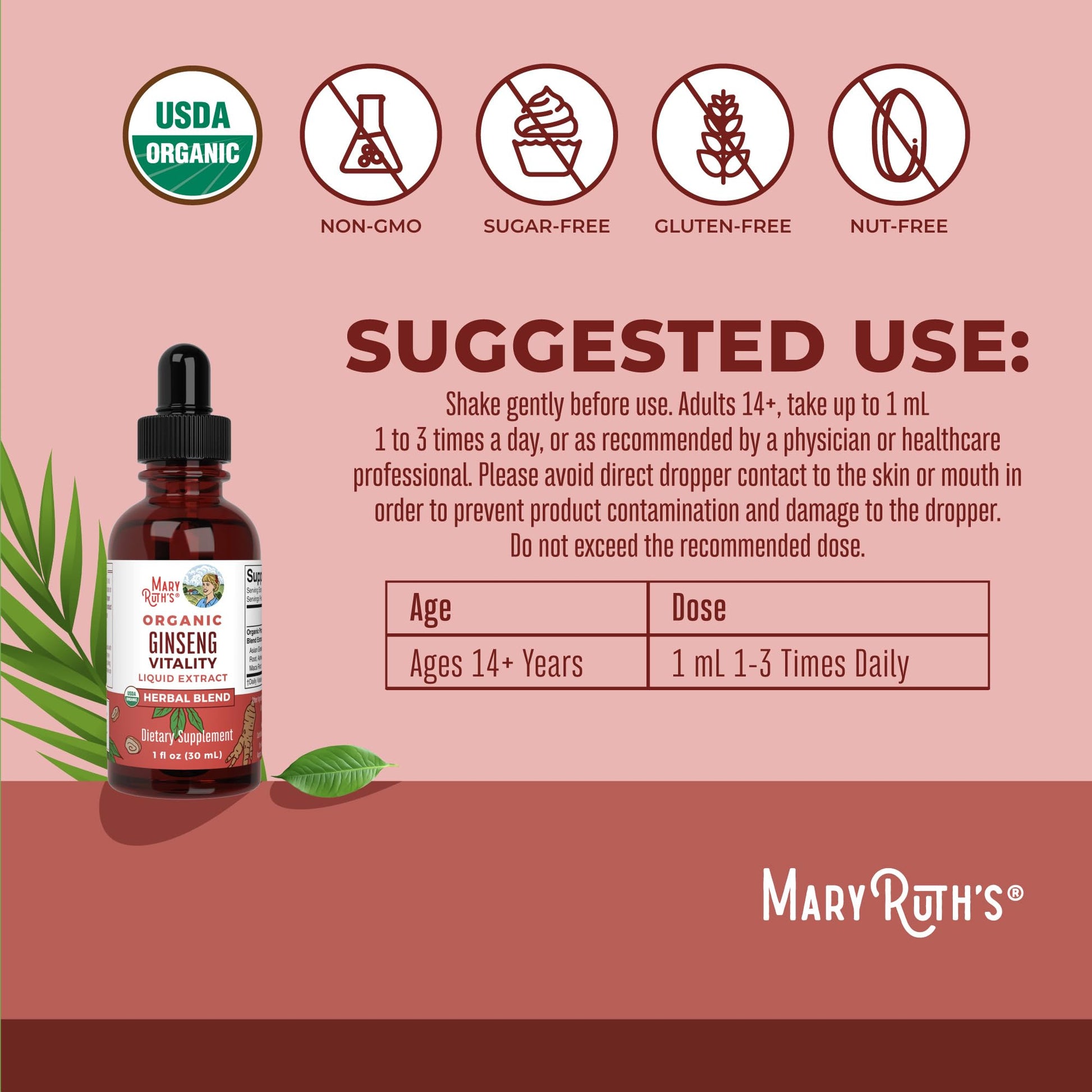 Liquid Ginseng Vitality dropper detail