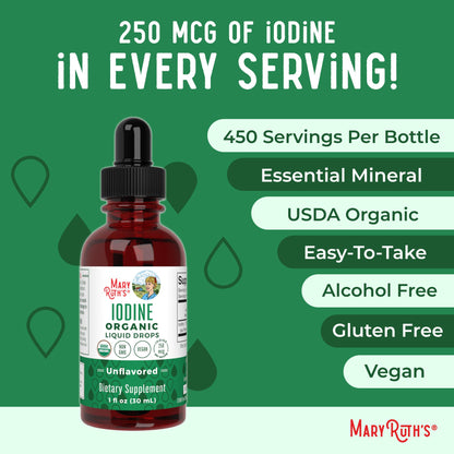 Certified organic non GMO potassium iodide drops formulation display