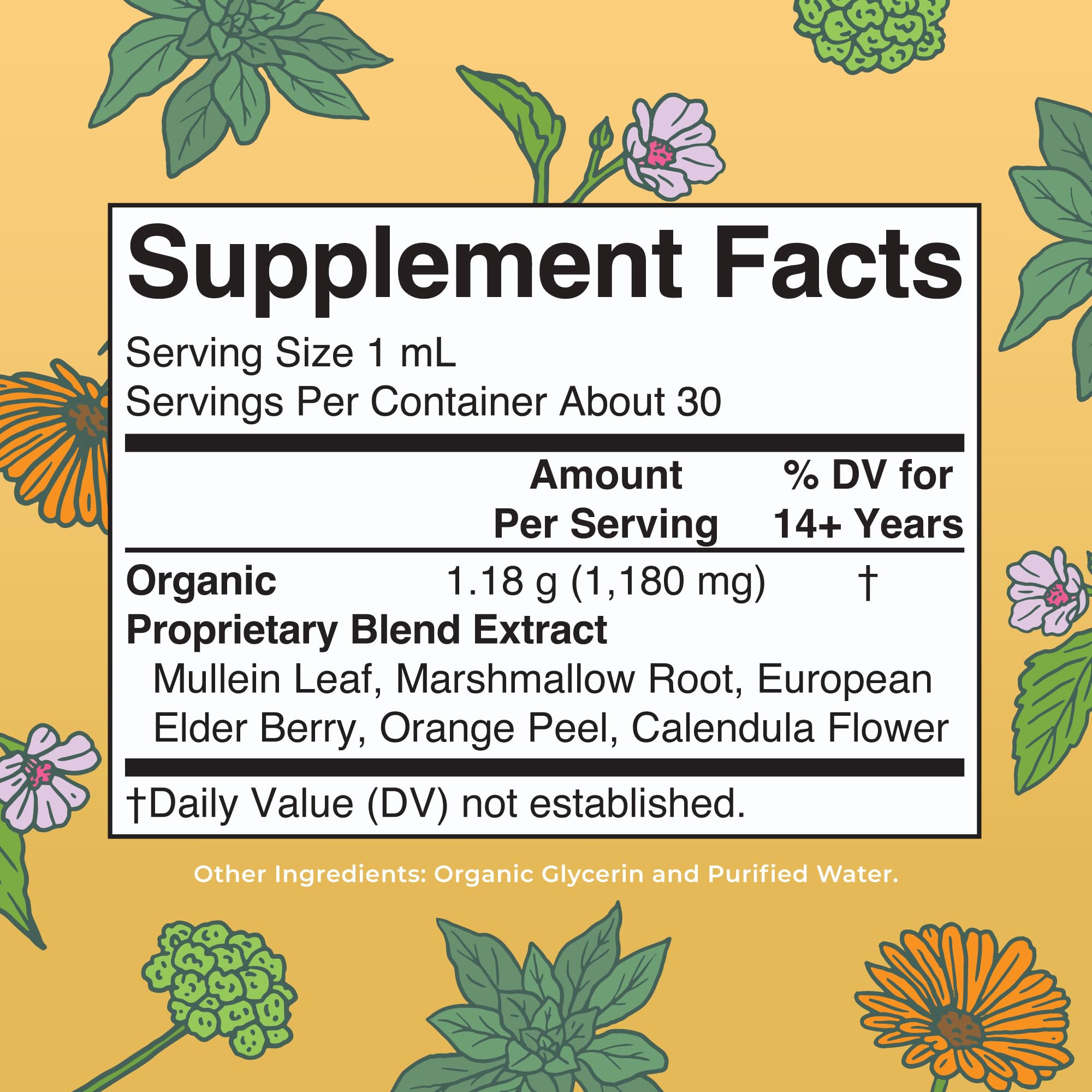 MaryRuth Organics organic herbal respiratory support supplement label