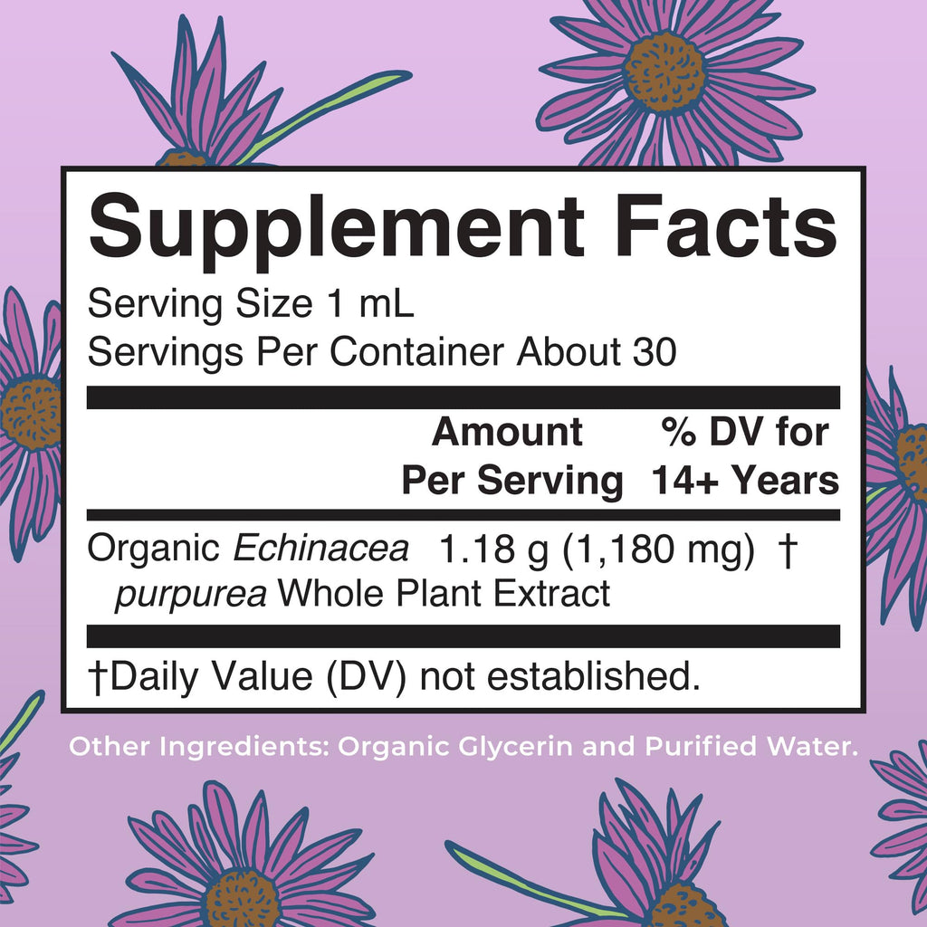 MaryRuth Organics herbal tincture bottle label details