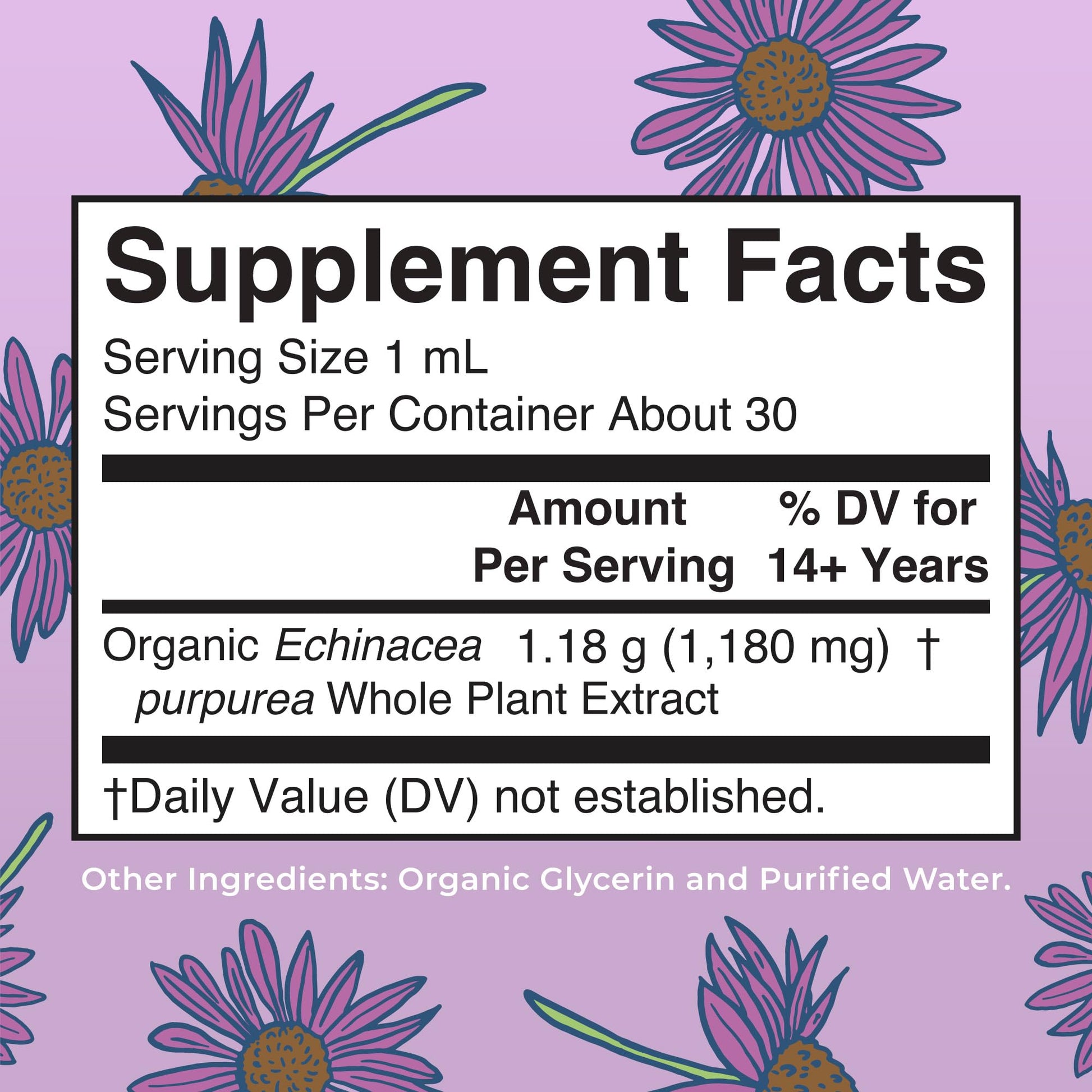 MaryRuth Organics herbal tincture bottle label details